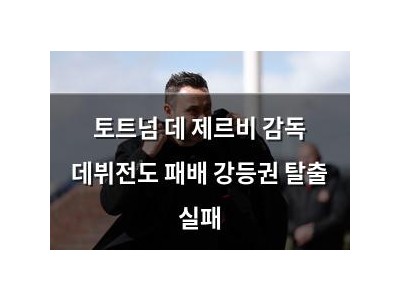 토트넘 데 제르비 감독 데뷔전도 패배 강등권 탈출 실패