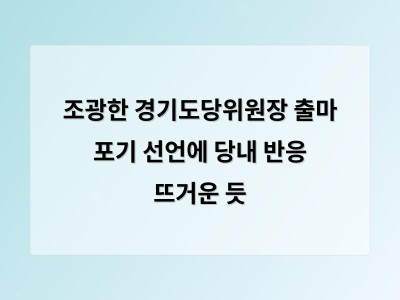 조광한 경기도당위원장 출마 포기 이유는 무엇일까