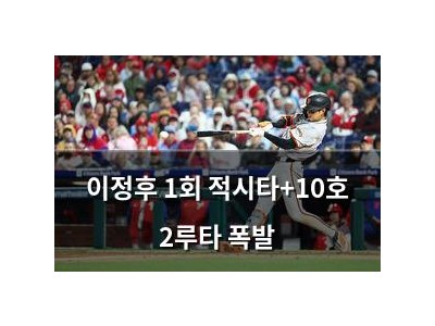 이정후 1회 적시타+10호 2루타 폭발