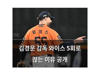 김경문 감독 와이스 5회로 끊는 이유 공개